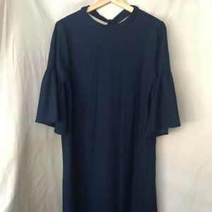 Elegant navy bell sleeve dress